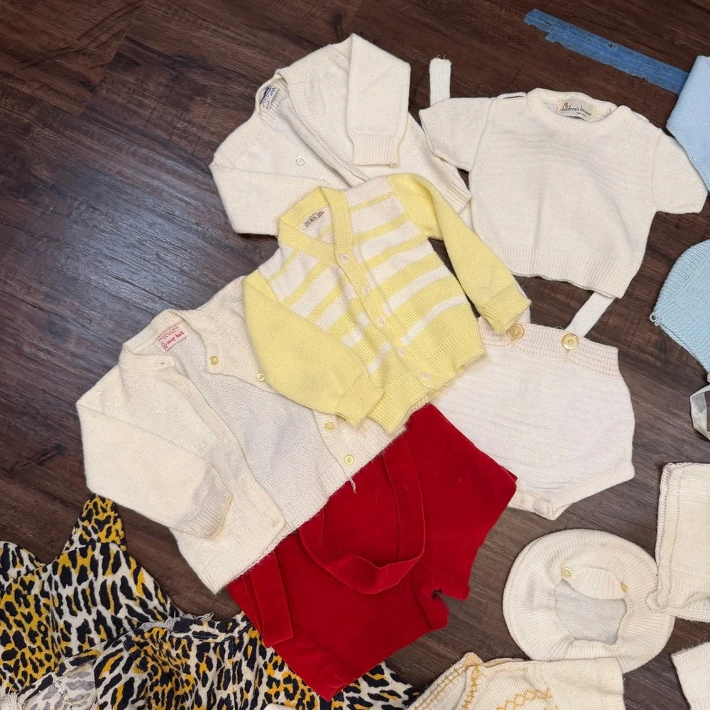 Vintage Baby Toddler Knit Clothing‎ Lot 1950s 1960s Rompers Cardigans